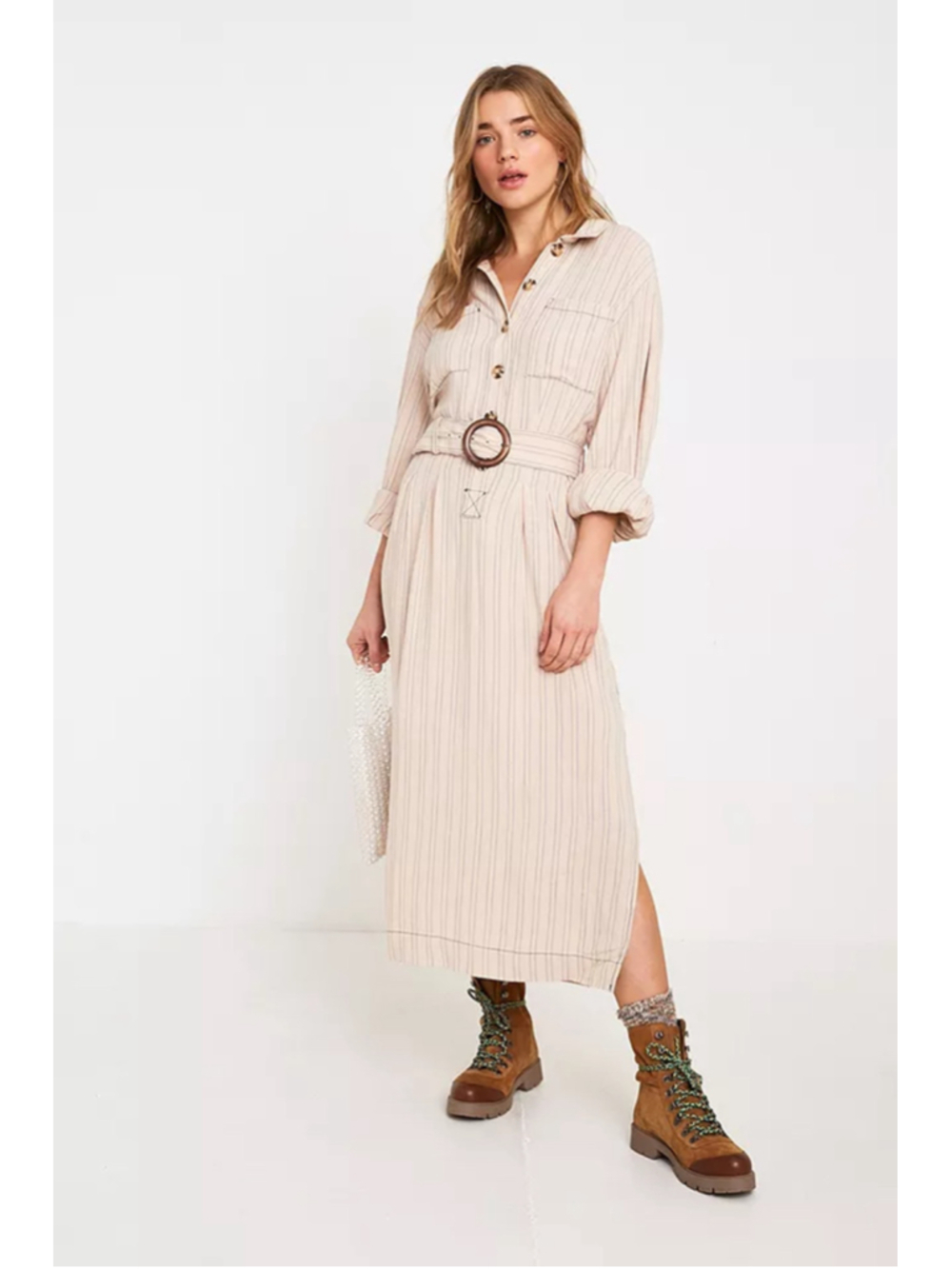 Free People Audrey Stripe Midi Shirtdress Size M